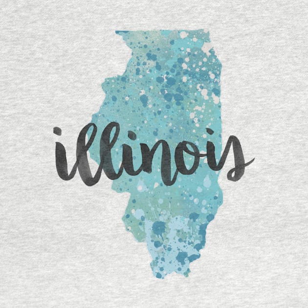 illinois - calligraphy and abstract state outline by randomolive